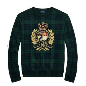 New Polo Ralph Lauren Blackwatch Plaid Gold Crest Sweater NWOT Size XXL